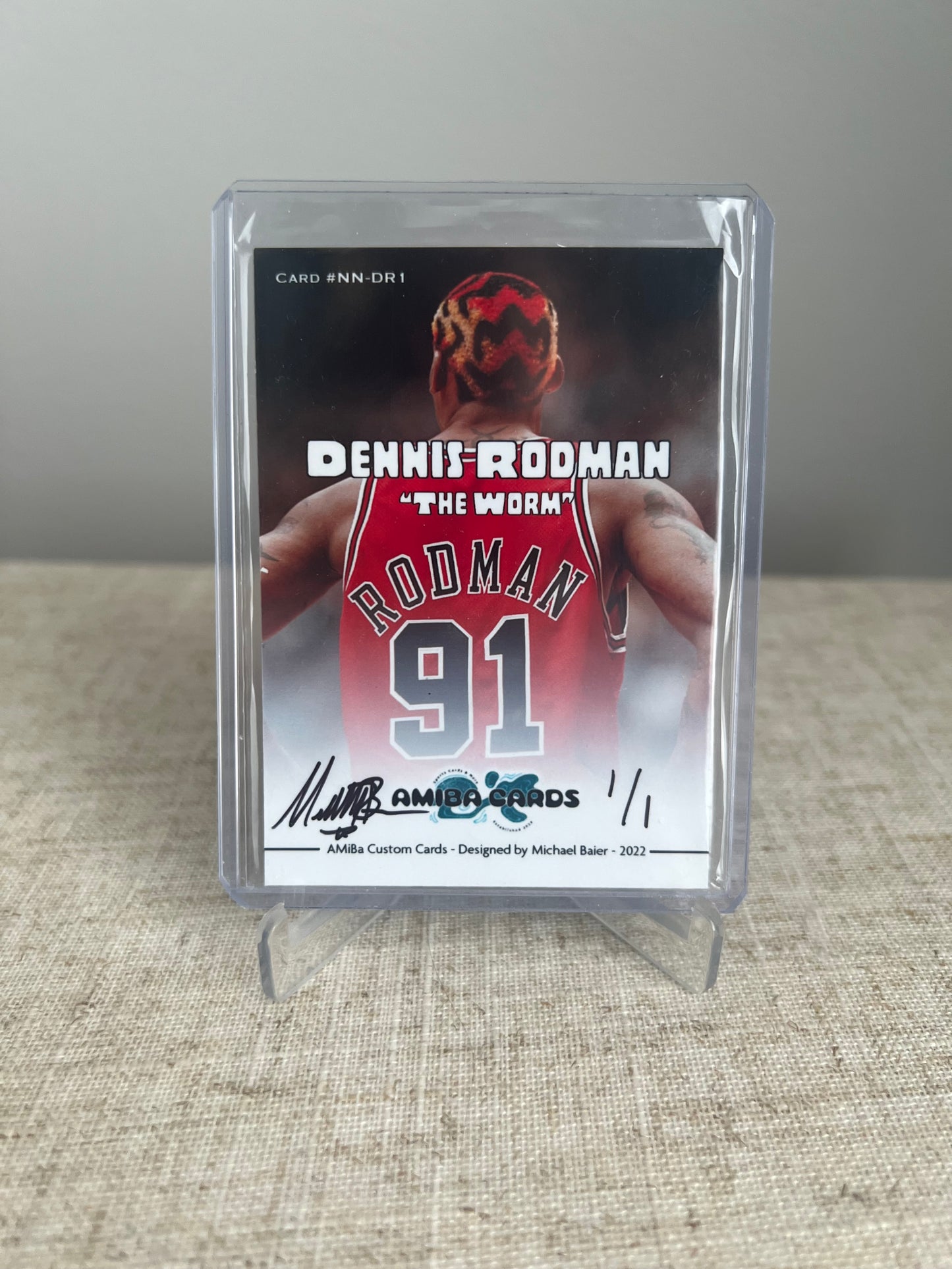SPORTS NICKNAME SERIES - Dennis "The Worm" Rodman - NBA Basketball - HOF - Custom Art Trading Card - 2021 - 1/1 Trading Card - Designed by AMiBa Cards