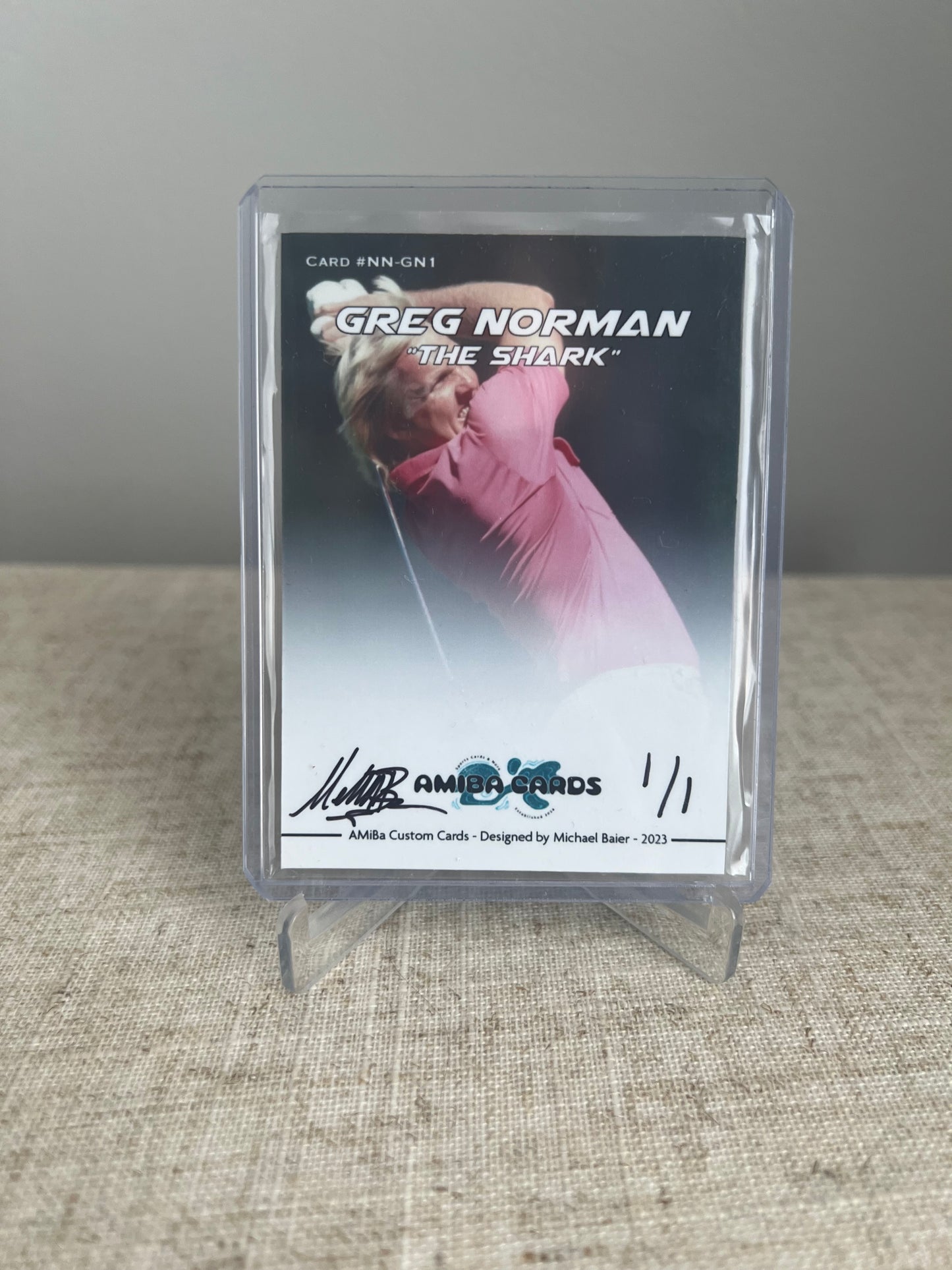 SPORTS NICKNAME SERIES - Greg "THE SHARK" Norman - Golf - HOF - Custom Art Trading Card - 2021 - 1/1 Trading Card - Designed by AMiBa Cards