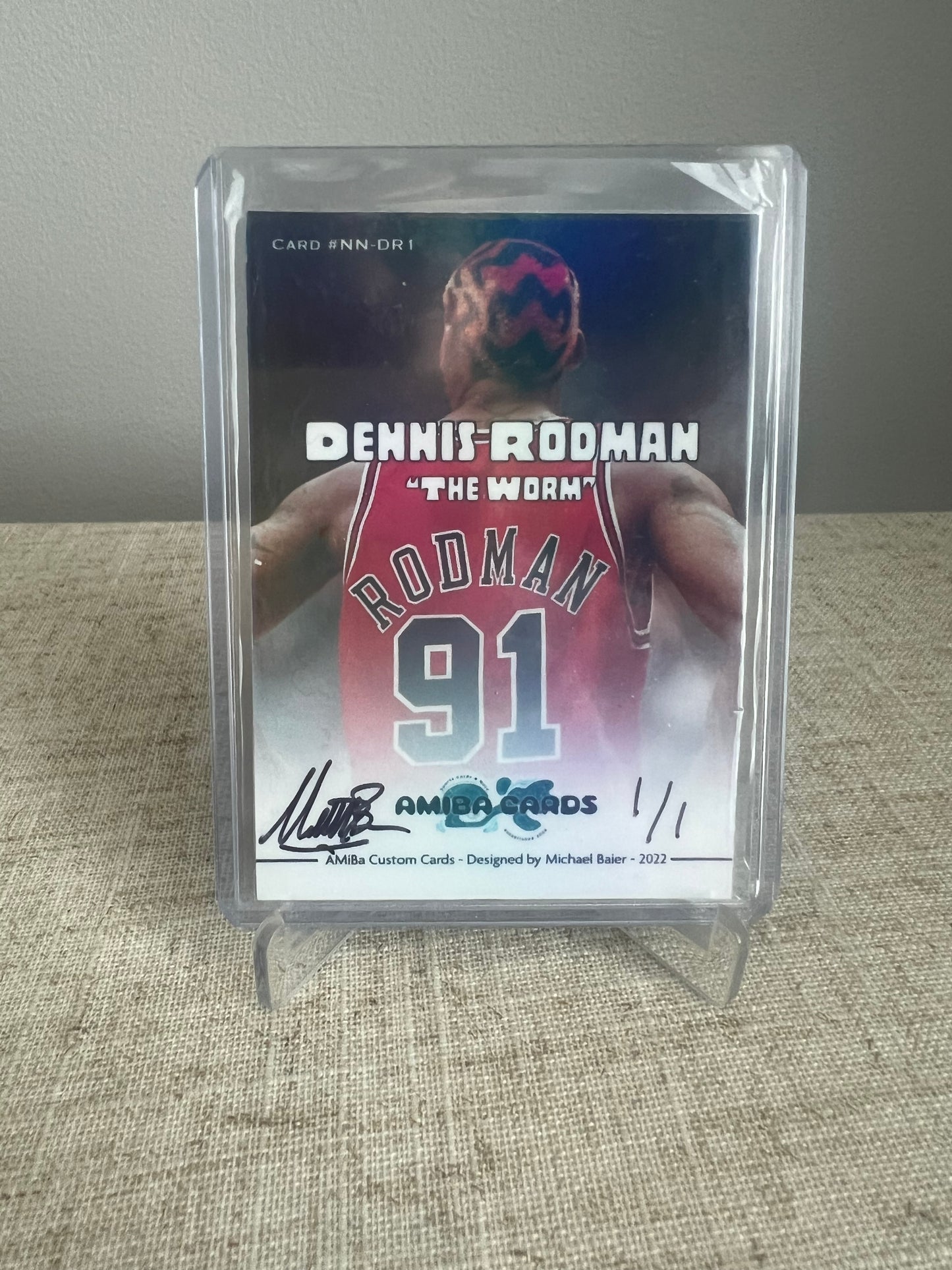 SPORTS NICKNAME SERIES - Dennis "The Worm" Rodman - HOLOGRAPHIC SILVER PARALLEL - NBA Basketball - HOF - Custom Art Trading Card - 2021 - 1/1 Trading Card - Designed by AMiBa Cards