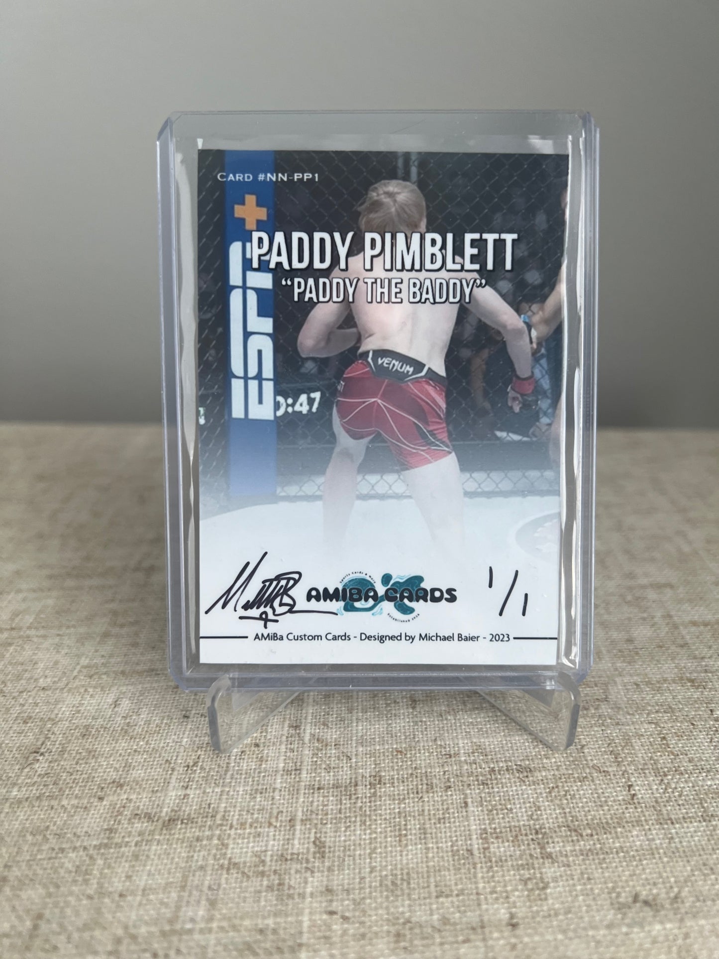 SPORTS NICKNAME SERIES - Paddy "THE BADDY" Pimblett - HOLOGRAPHIC ATOMIC ICE PARALLEL - MMA Fighting - Custom Art Trading Card - 2021 - 1/1 Trading Card - Designed by AMiBa Cards