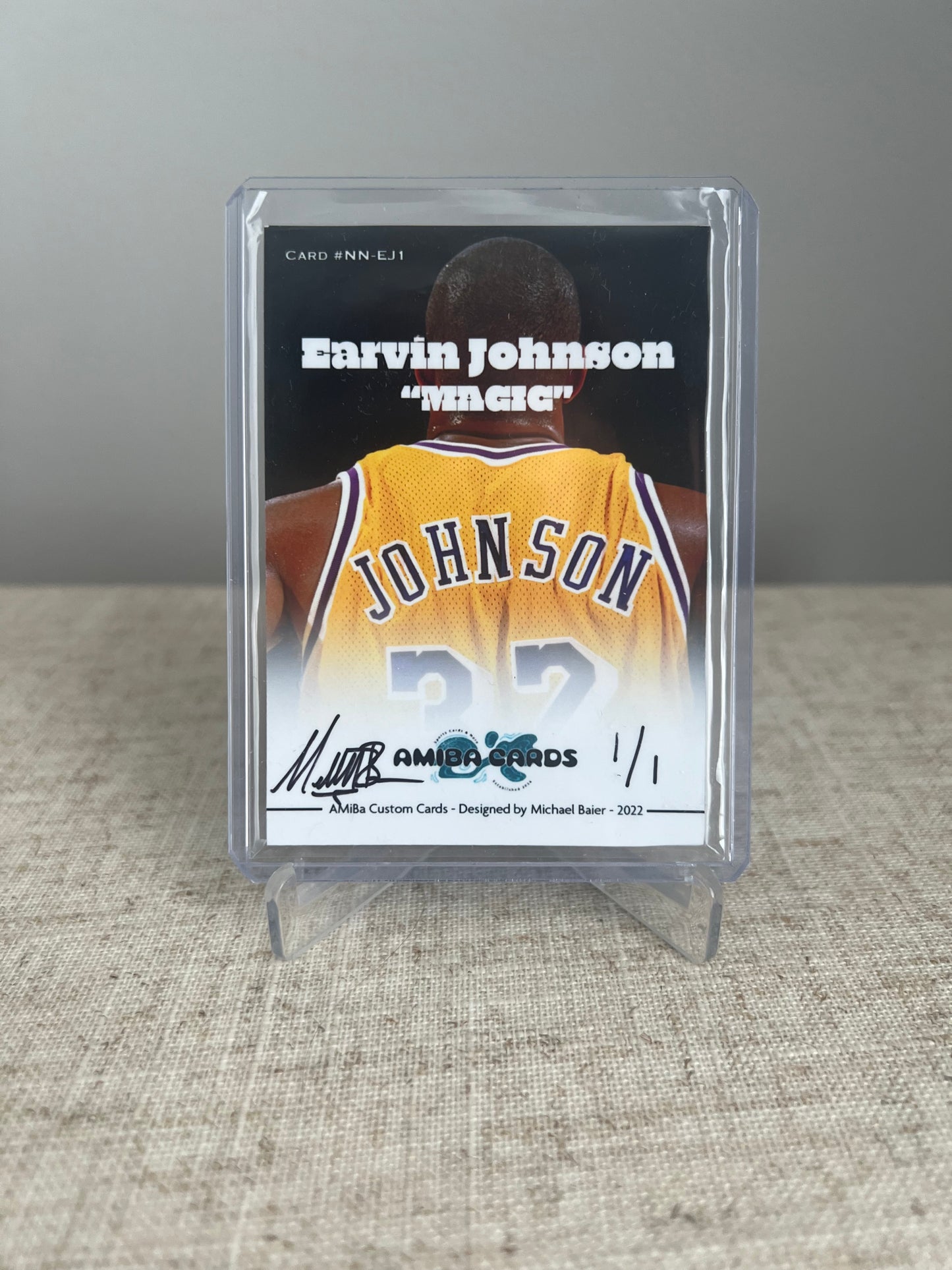 SPORTS NICKNAME SERIES - Earvin "MAGIC" Johnson - SILVER HOLOGRAPHIC PARALLEL - Los Angeles Lakers - Custom Art Trading Card - 2021 - 1/1 Trading Card - Designed by AMiBa Cards
