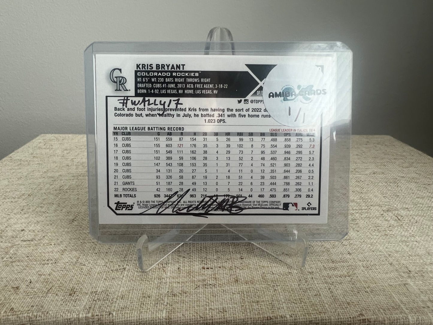 Where's Kris? Find The Player Search Card - Kris Bryant - Colorado Rockies - MLB - Custom Art Baseball Trading Card - 2023 - 1/1 Trading Card - Designed & Printed by AMiBa Cards