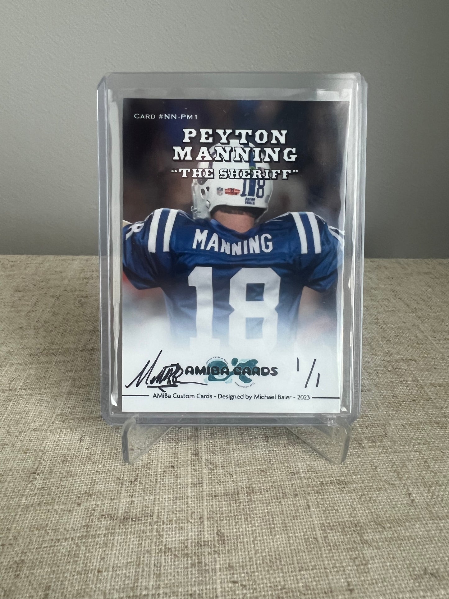 SPORTS NICKNAME SERIES - Peyton "The Sheriff" Manning - Football NFL - HOF - Custom Art Trading Card - 2021 - 1/1 Trading Card - Designed by AMiBa Cards
