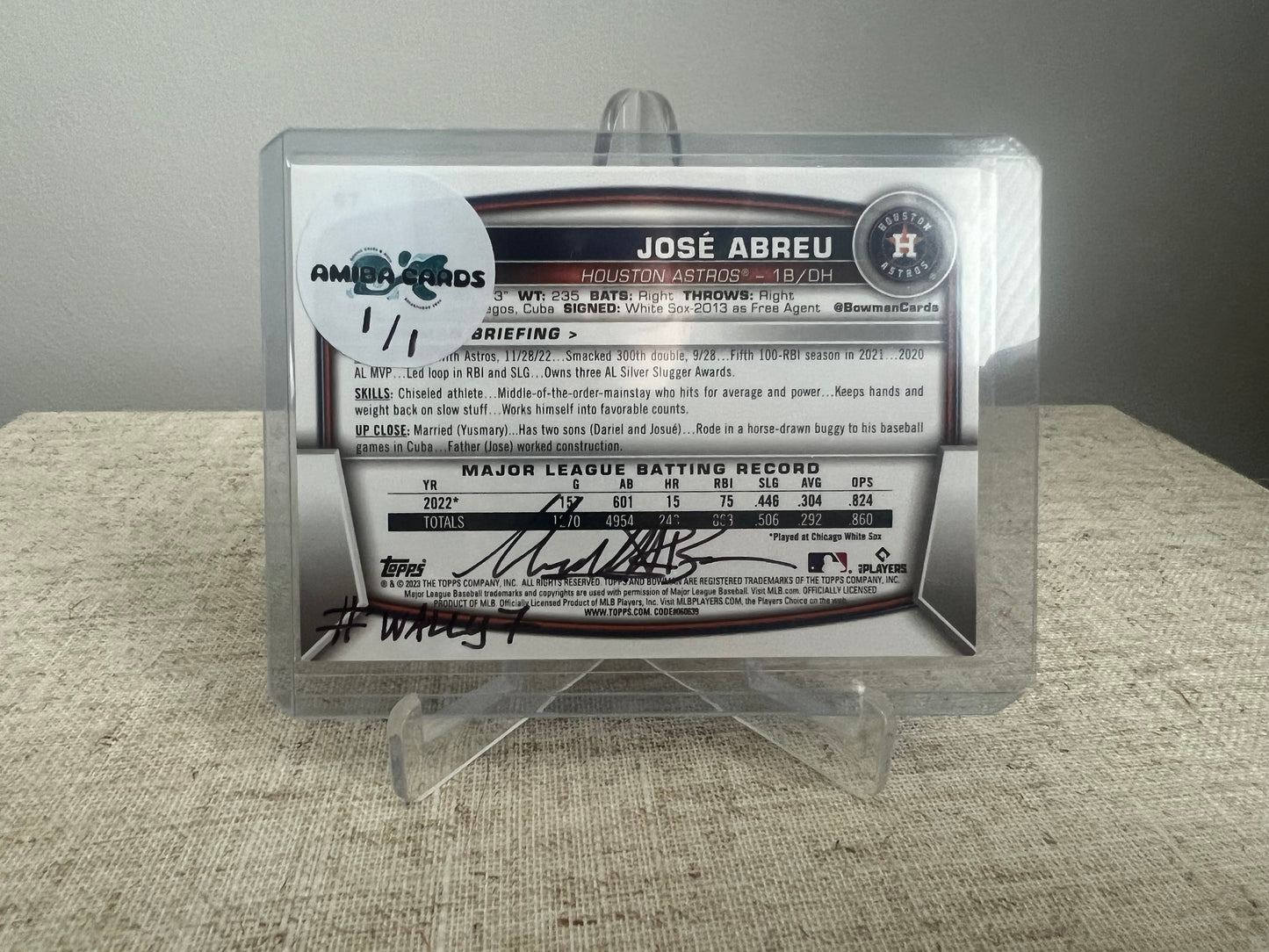 Where's Jose? Find The Player Search Card - Jose Abreu - Houston Astros - MLB - Custom Art Baseball Trading Card - 2023 - 1/1 Trading Card - Designed & Printed by AMiBa Cards