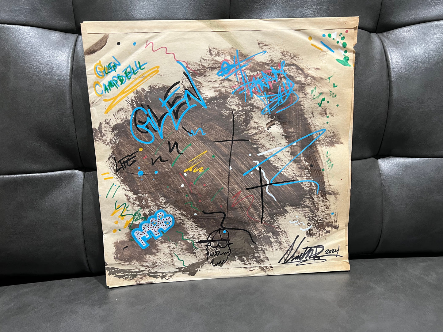 Glen Campbell - Oh Happy Day - Vinyl Vision - Wave 1 - Record 3 - Original 1/1 Abstract Acrylic Painting - Framed Art