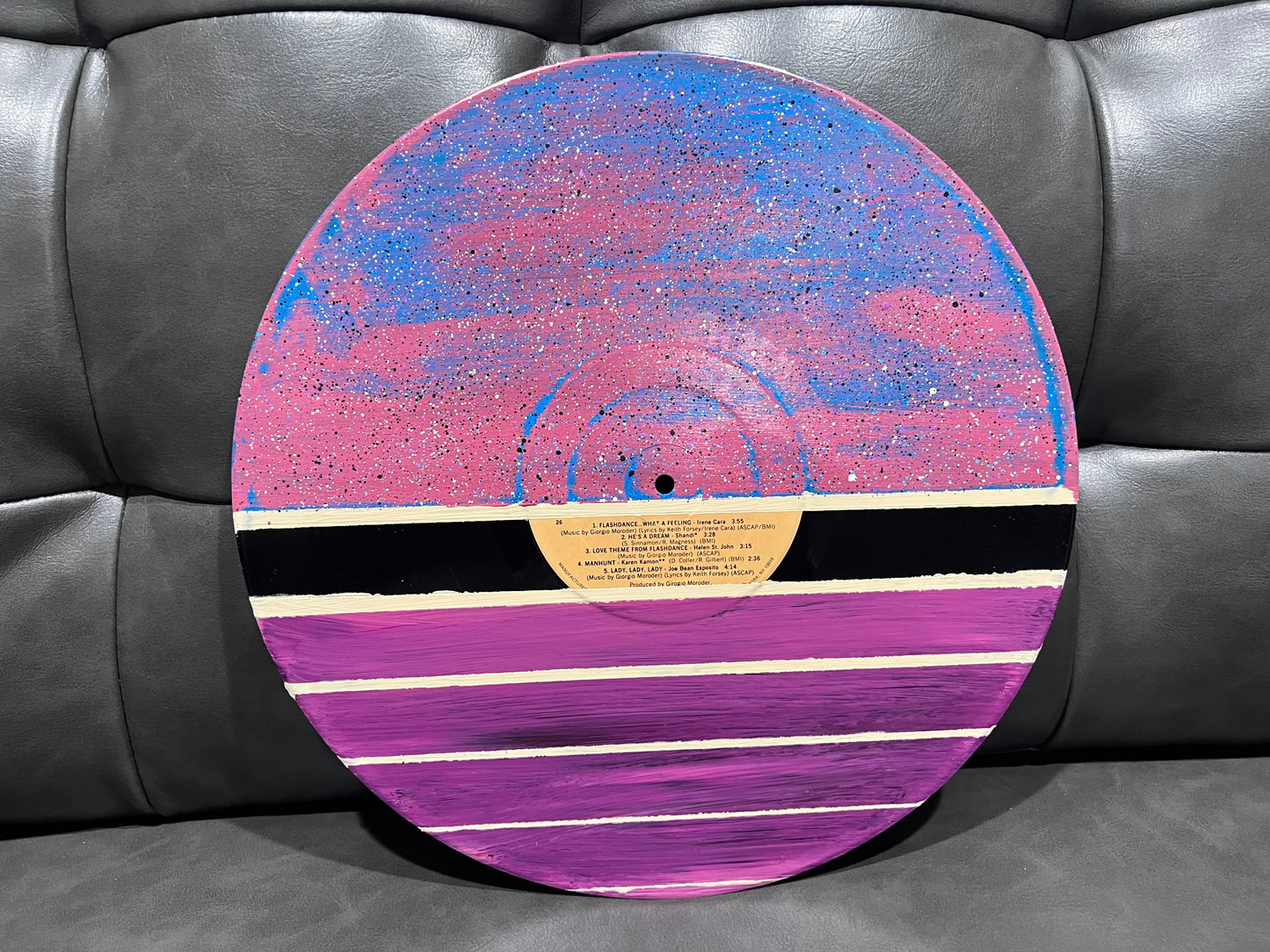 Flashdance Movie Soundtrack - Various Artists - Vinyl Vision - Wave 1 - Record 5 - Original 1/1 Abstract Acrylic Painting - Framed Art